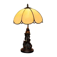 Настольная лампа Тиффани European OFT879 Tiffany Lighting бежевая 1 лампа, основание коричневое металл в стиле тиффани девушка