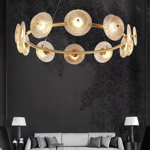 Люстра подвесная AGAPI CH 197775-23 ImperiumLoft прозрачная на 10 ламп, основание латунь в стиле современный фото 10