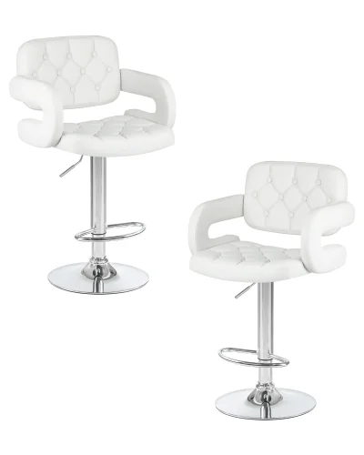 Стул барный набор 2 шт. SET-2 3460-LM TIESTO, цвет сиденья белый, цвет основания хром Dobrin, /экокожа, ножки/металл/хром, размеры - 950*1170***560*570