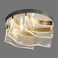 Люстра потолочная DEMI DISK D40 207848-23 ImperiumLoft прозрачная на 3 лампы, основание латунь в стиле современный 