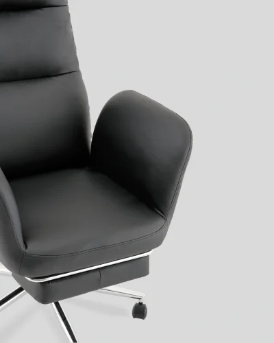 Кресло руководителя TopChairs Solid с оттоманкой, черный УТ000040808 Stool Group, чёрный/экокожа, ножки/металл/хром, размеры - 1200*1280**** фото 11
