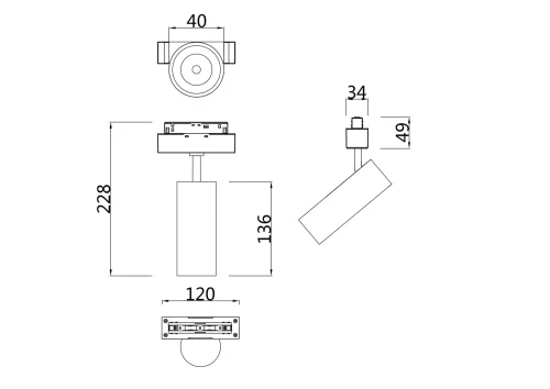 Трековый светильник LED Magnetic track system TR019-2-7W4K-B Maytoni чёрный для шинопроводов серии Magnetic track system S35 чёрный фото 6