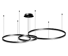Люстра подвесная LED DIMM Тор 08223,19PA(4000K) Kink Light чёрная на 1 лампа, основание чёрное в стиле современный хай-тек кольца