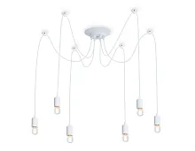 Светильник подвесной TR8177 Ambrella light без плафона 6 ламп, основание белое в стиле лофт паук