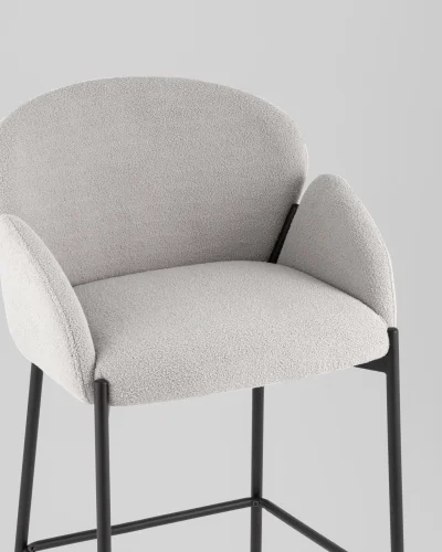 Стул барный Melia, светло-серый, сиденье УТ000040516 Stool Group, серый/букле, ножки/металл/чёрный, размеры - ***** фото 7