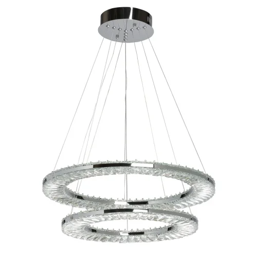 Люстра подвесная LED с пультом Гослар 498016202 MW-Light прозрачная на 1 лампа, основание хром в стиле классический с пультом кольца