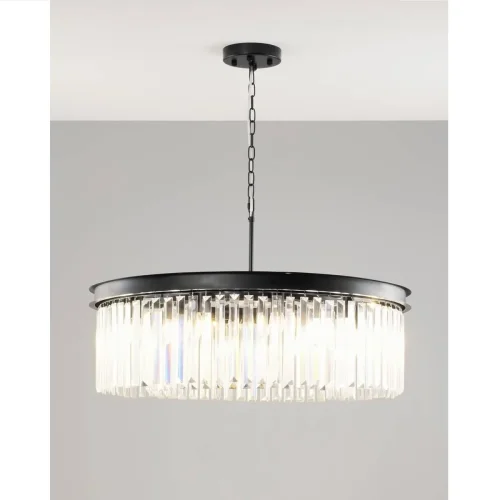 Люстра подвесная PAvista V10371-10P Moderli прозрачная на 10 ламп, основание чёрное в стиле современный 