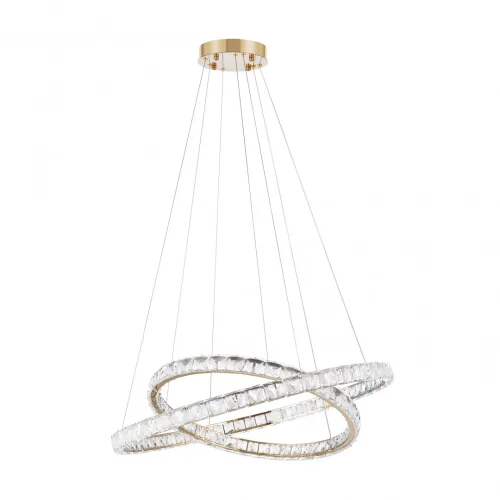 Люстра подвесная LED с пультом AM-Venezia 311311/D800-D600 GD Arte Milano прозрачная на 1 лампу, основание золотое в стиле современный кольца с пультом фото 12