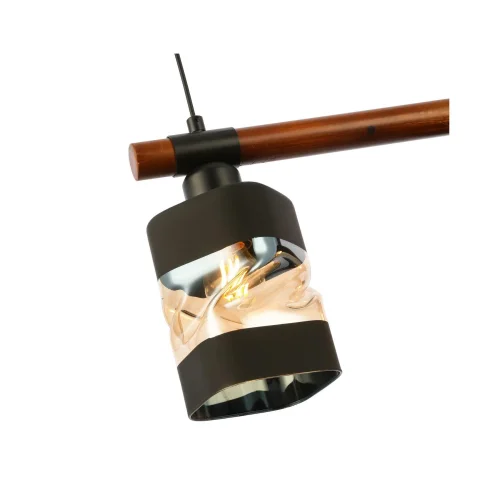 Светильник подвесной Abiritto SLE114403-03 Evoluce чёрный янтарный 3 лампы, основание чёрное в стиле современный  фото 3