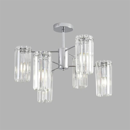 Люстра потолочная хрустальная Favla 8348/6C Lumion прозрачная на 6 ламп, основание хром в стиле классический фото 4
