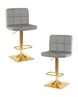 Стул барный набор 2 шт. SET-2 5016-LM GOLDIE, цвет сиденья серый (MJ9-75), цвет основания золото Dobrin, /велюр, ножки/металл/золотой, размеры - 940*1150***420*520 Стул барный набор 2 шт. SET-2 5016-LM GOLDIE, цвет сиденья серый (MJ9-75), цвет основания золото Dobrin, /велюр, ножки/металл/золотой, размеры - 940*1150***420*520