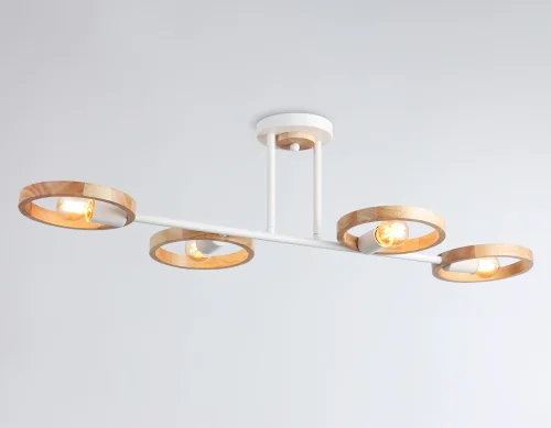 Люстра потолочная TR8247 Ambrella light бежевая без плафона на 4 лампы, основание белое в стиле прованс кантри  фото 3