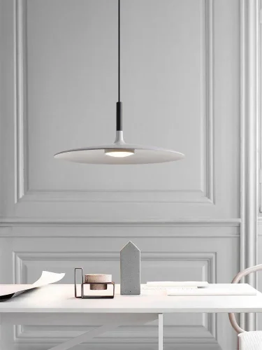 Светильник подвесной LED Metrix V2221-PL Moderli белый на 1 лампу, основание чёрное в стиле хай-тек 