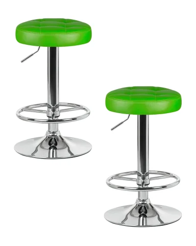 Табурет барный набор 2 шт. SET-2 5008-LM BRUNO, цвет сиденья зеленый, цвет основания хром Dobrin, /экокожа, ножки/металл/хром, размеры - 610*830***360*360