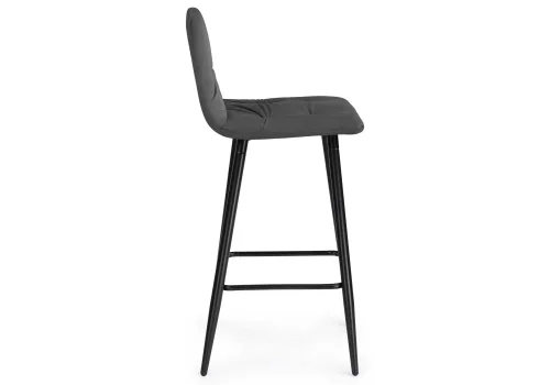 Барный стул Stich dark gray 15054 Woodville, серый/велюр, ножки/металл/чёрный, размеры - ****430*480 фото 3