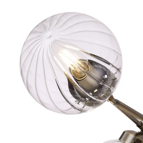 Люстра потолочная Daisy FR5041PL-08BS Freya прозрачная на 8 ламп, основание латунь в стиле современный шар фото 2