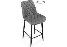 Полубарный стул Баодин К Б/К крутящийся темно-серый / черный 520608 Woodville, серый/велюр, ножки/металл/чёрный, размеры - ****500*580