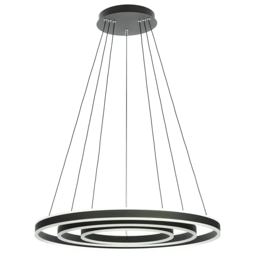 Люстра подвесная LED с пультом Дуэт CL719681 Citilux чёрная на 1 лампа, основание чёрное в стиле современный хай-тек кольца с пультом фото 5