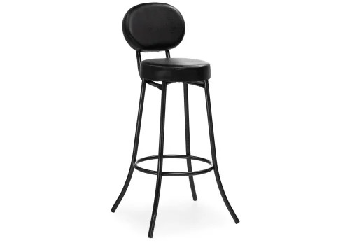 Барный стул Satearant черный полимер / темный мусс 453999 Woodville, чёрный/искусственная кожа, ножки/металл/чёрный, размеры - ****345*460