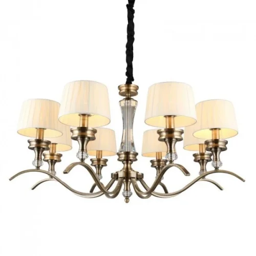 Люстра подвесная Arosio OML-88413-08 Omnilux бежевая на 8 ламп, основание бронзовое в стиле классический 