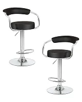 Стул барный набор 2 шт. SET-2 5013-LM MARTA, цвет сиденья черный, цвет основания хром Dobrin, /экокожа, ножки/металл/хром, размеры - 830*1040***520*490 Стул барный набор 2 шт. SET-2 5013-LM MARTA, цвет сиденья черный, цвет основания хром Dobrin, /экокожа, ножки/металл/хром, размеры - 830*1040***520*490