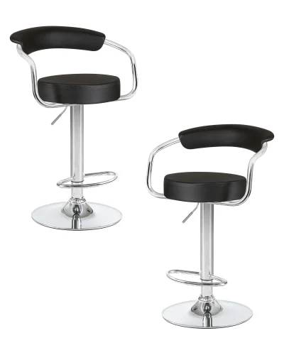 Стул барный набор 2 шт. SET-2 5013-LM MARTA, цвет сиденья черный, цвет основания хром Dobrin, /экокожа, ножки/металл/хром, размеры - 830*1040***520*490