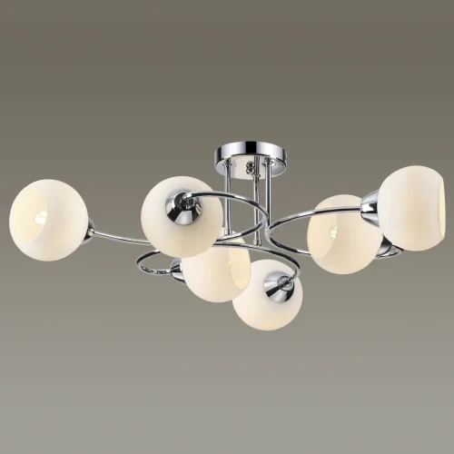 Люстра потолочная Comfi 4591/6C Lumion белая на 6 ламп, основание хром в стиле современный шар фото 3
