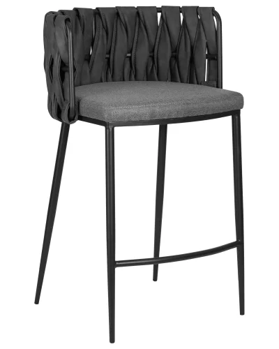 Набор 4 шт Стул полубарный DOBRIN AMELIA COUNTER (серая ткань (F-48), темно-серый винтажный PU (MF-12)) цвет сиденья серая ткань (F-48), цвет спинки темно-серый винтажный PU (MF-12), цвет основания черный Dobrin, серый/ткань экокожа, ножки/металл/, размеры - *890**** фото 2 Набор 4 шт Стул полубарный DOBRIN AMELIA COUNTER (серая ткань (F-48), темно-серый винтажный PU (MF-12)) цвет сиденья серая ткань (F-48), цвет спинки темно-серый винтажный PU (MF-12), цвет основания черный Dobrin, серый/ткань экокожа, ножки/металл/, размеры - *890**** фото 2