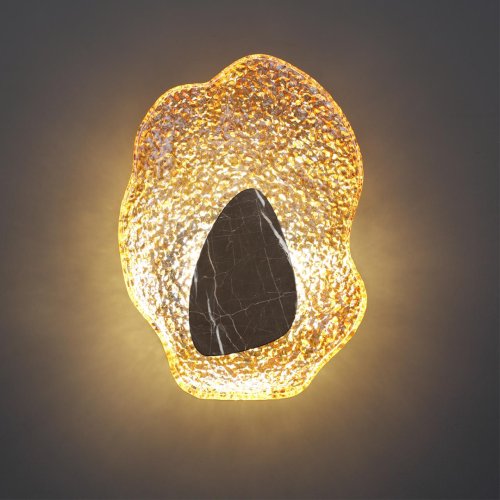 Бра LED Coralla 5461/12WLA Odeon Light янтарный на 1 лампу, основание чёрное в стиле современный флористика арт-деко отражённый свет фото 4