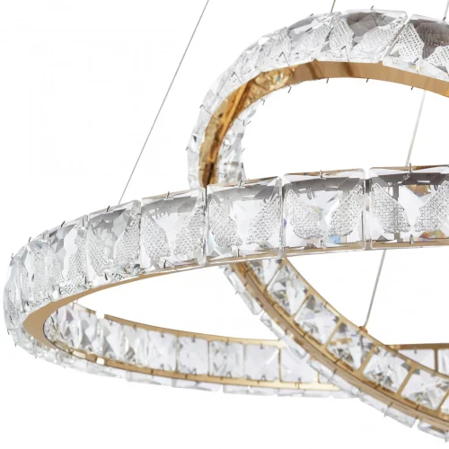 Люстра подвесная LED с пультом AM-Venezia 311311/D600-D400 GD Arte Milano прозрачная на 1 лампу, основание золотое в стиле современный кольца с пультом фото 12