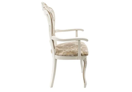 Кресло Bronte молочный / патина 263676 Woodville, бежевый/ткань, ножки/массив бука дерево/молочный, размеры - ****590*550 фото 4