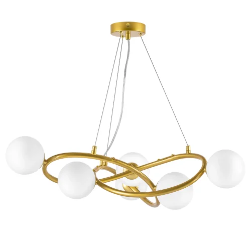 Люстра подвесная Globo 799063 Lightstar белая на 6 ламп, основание латунь в стиле современный шар Люстра подвесная Globo 799063 Lightstar белая на 6 ламп, основание латунь в стиле современный шар