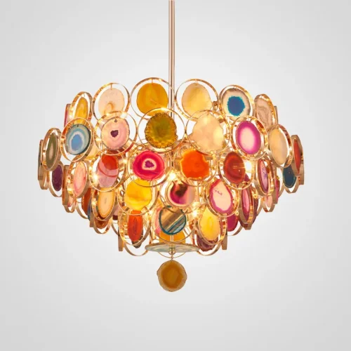 Люстра подвесная AGATE 1D60 186181-26 ImperiumLoft разноцветная на 12 ламп, основание золотое в стиле современный 