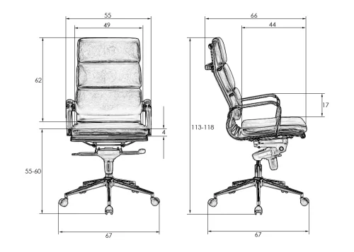 Офисное кресло для руководителей 103F-LMR ARNOLD, цвет чёрный Dobrin, чёрный/экокожа, ножки/металл/хром, размеры - 1130*1180***670*670 фото 13
