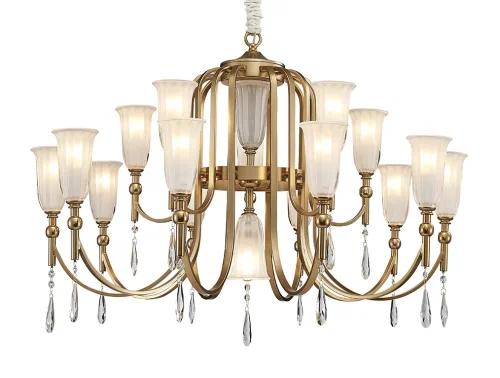 Люстра подвесная 4810+6/C Newport прозрачная на 16 ламп, основание золотое в стиле американский современный классический  фото 2