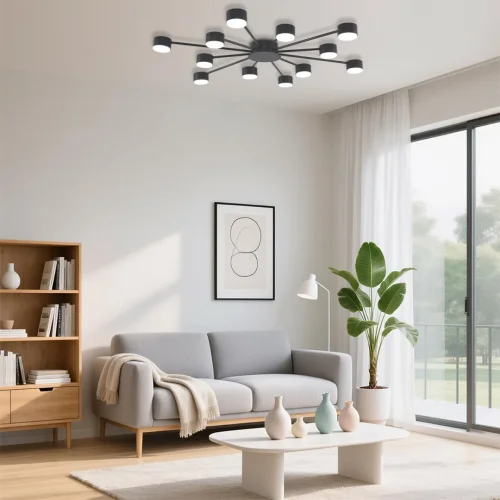 Светильник потолочный Torina 8344/12C Lumion чёрный на 12 ламп, основание чёрное в стиле минимализм фото 3