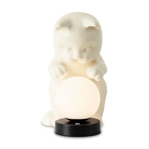 Настольная лампа ЛЕД Вискер / Whisker FR5607TL-01W Freya белая на 1 лампу, основание чёрное белое металл в стиле современный животные фото 4
