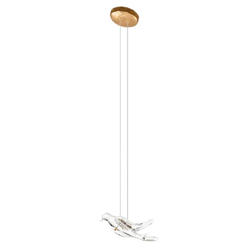 Светильник подвесной LED Voa 10378P LOFT IT прозрачный на 1 лампу, основание античное бронза в стиле арт-деко современный флористика ветви птички