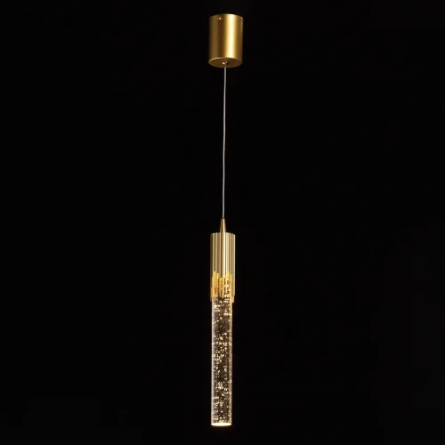 Светильник подвесной LED Конти 488011901 DeMarkt прозрачный 1 лампа, основание золотое в стиле хай-тек  фото 2