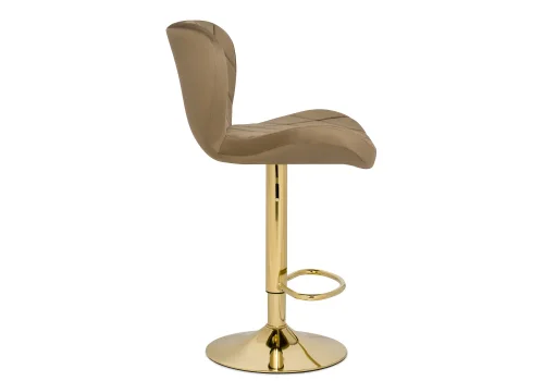 Барный стул Porch dark beige / golden 15505 Woodville, бежевый/велюр, ножки/металл/золотой, размеры - *1100***470*530 фото 3