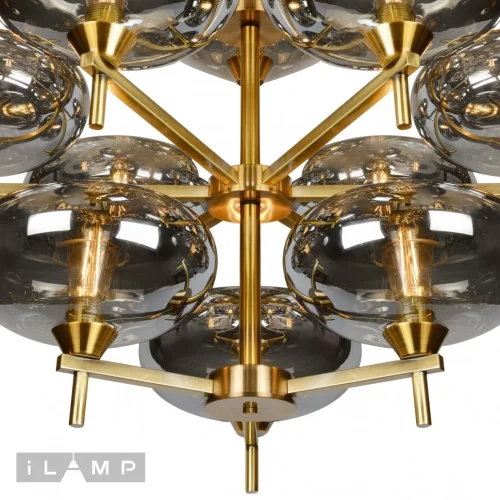 Люстра потолочная Rivoli 6607/12 GD iLamp чёрная на 12 ламп, основание золотое в стиле современный американский  фото 4