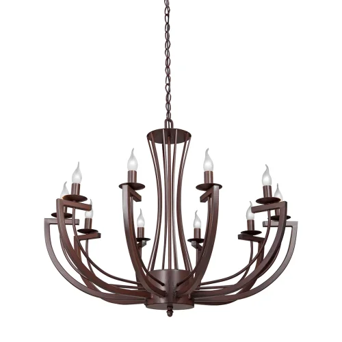 Люстра подвесная V3295-7/10 Vitaluce без плафона на 10 ламп, основание коричневое в стиле лофт 