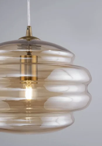 Светильник подвесной Ruche P079PL-01AM Maytoni бежевый янтарный 1 лампа, основание латунь в стиле современный выдувное фото 2