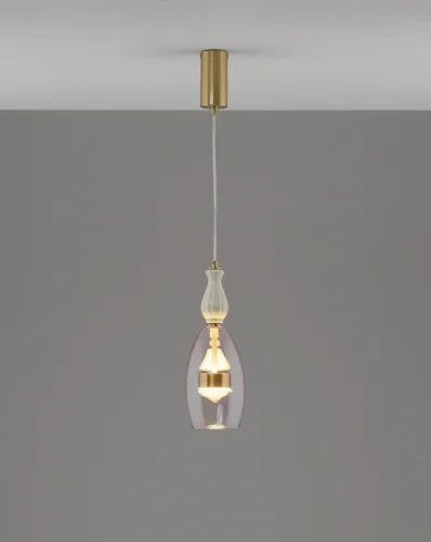 Светильник подвесной LED Corals V11149-PL Moderli розовый на 1 лампу, основание золотое в стиле современный фото 2