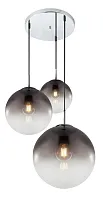 Светильник подвесной Varus 15861-3 Globo прозрачный серый 3 лампы, основание матовое никель в стиле современный каскад шар