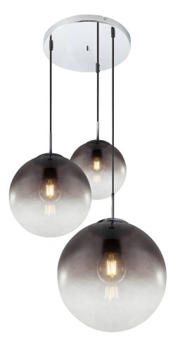 Светильник подвесной Varus 15861-3 Globo серый прозрачный 3 лампы, основание матовое никель в стиле модерн каскад шар