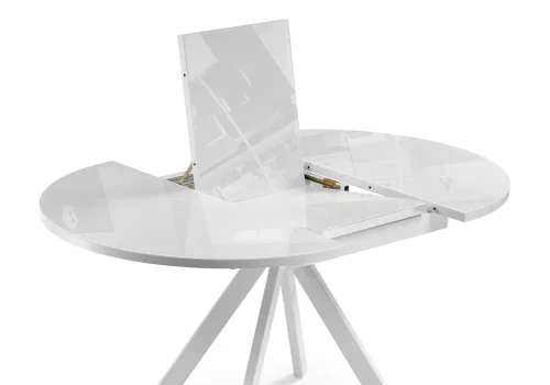Стеклянный стол Ален 100(140)х100х74 ультра белое стекло / белый 516557 Woodville столешница белая из стекло фото 5