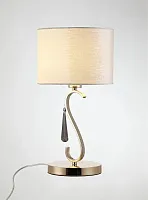 Настольная лампа Macadamia V10556-1T Moderli белая 1 лампа, основание золотое металл в стиле современный классический 