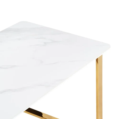 Керамический стол Селена 2 140х80х77 белый мрамор / золото 571412 Woodville столешница белая из керамика фото 11