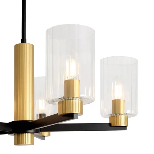 Люстра на штанге Ombre FR2051CL-05BBS Freya прозрачная на 5 ламп, основание чёрное в стиле классический фото 5 Люстра на штанге Ombre FR2051CL-05BBS Freya прозрачная на 5 ламп, основание чёрное в стиле классический фото 5